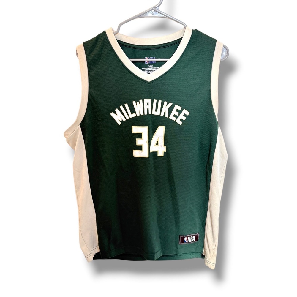 NBA Milwaukee Bucks Giannis Antetokounmpo Jersey Mens L Green #34 Basketball
